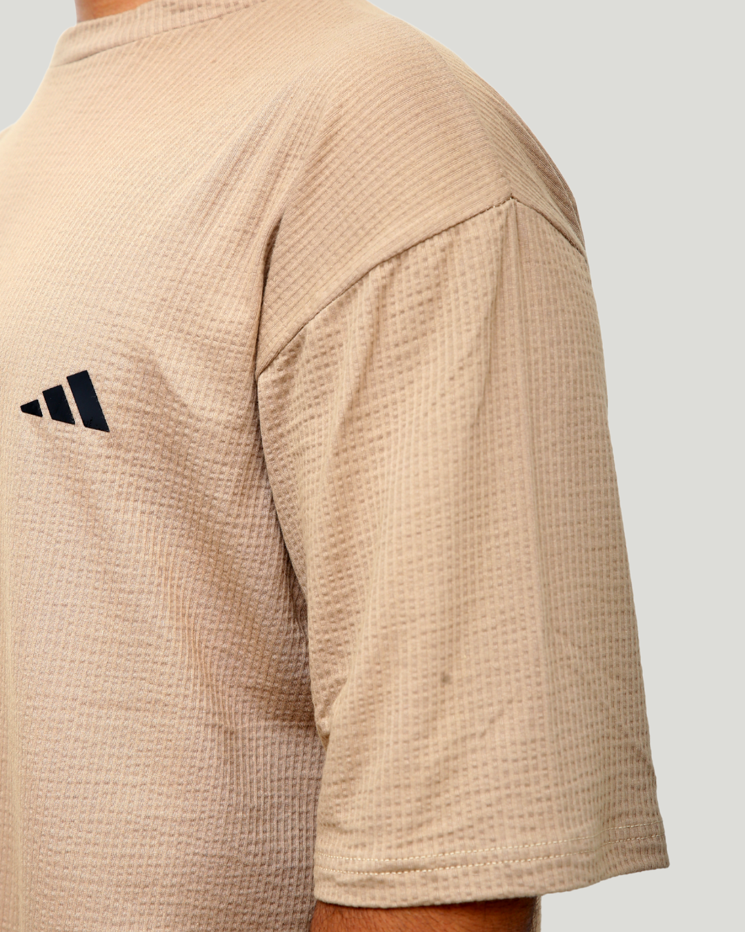 Oversize Waffle Knit Shirt – Beige