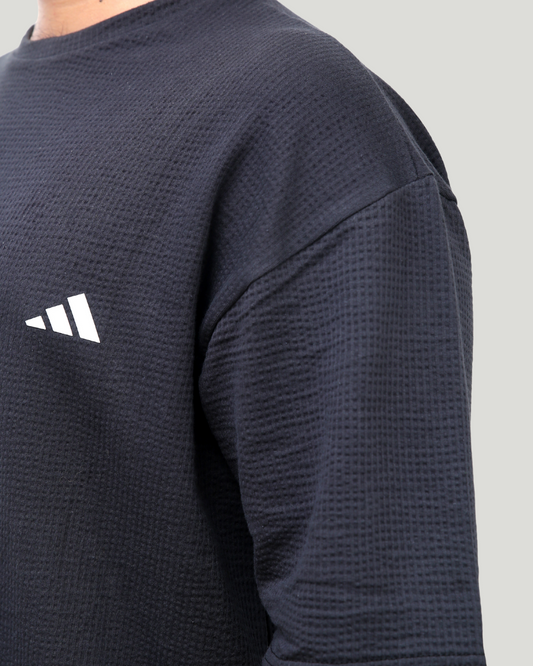 Oversize Waffle Knit Shirt – Black