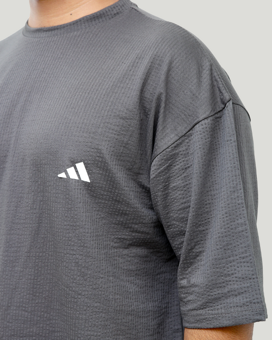 Oversize Waffle Knit Shirt – Grey