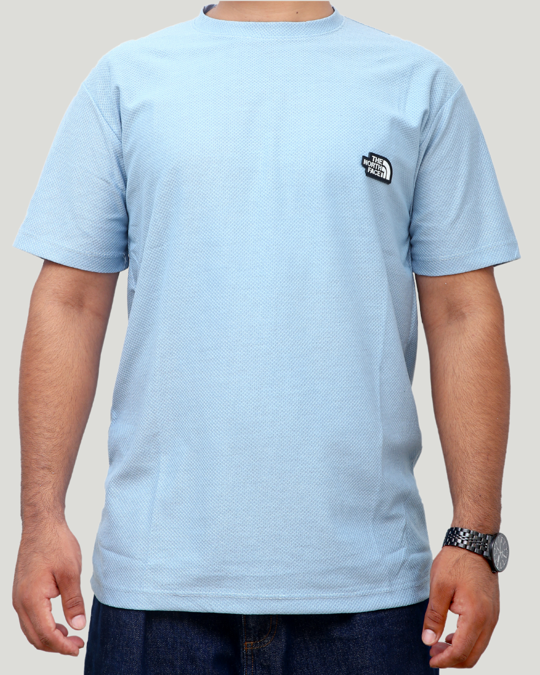 Classic Popcorn Knit Tee – Sky Blue