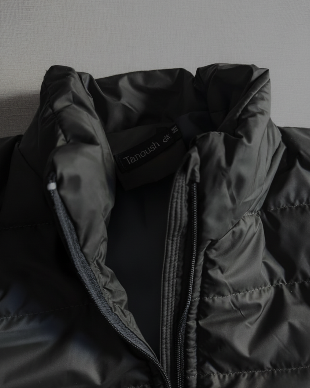 Stand Collar Puffer Jacket – Black