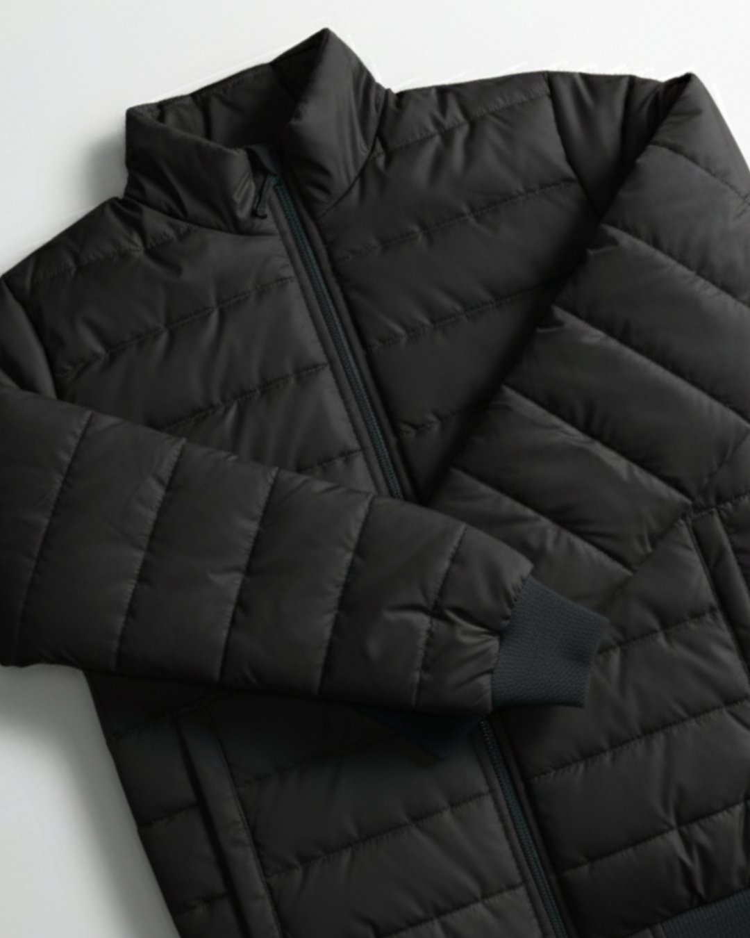 Stand Collar Puffer Jacket – Black