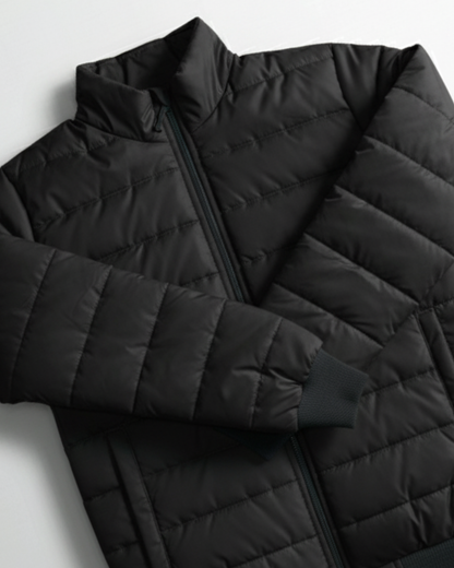 Stand Collar Puffer Jacket – Black