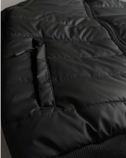 Stand Collar Puffer Jacket – Black