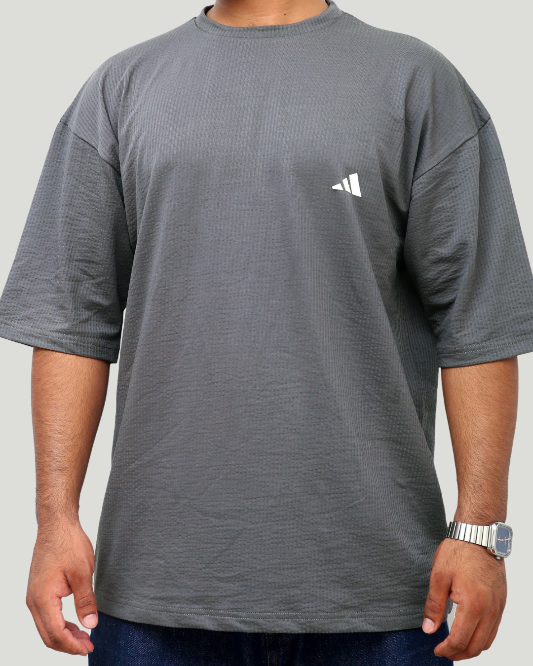 Oversize Waffle Knit Shirt – Grey