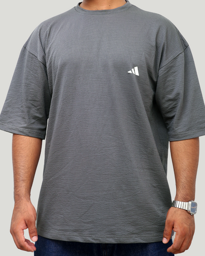 Oversize Waffle Knit Shirt – Grey