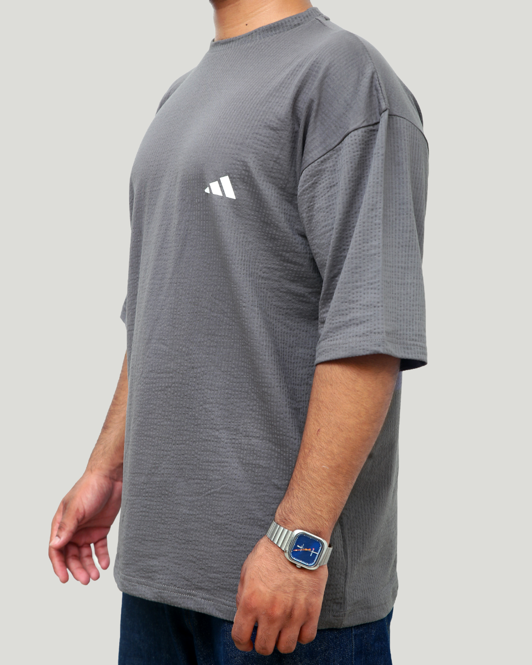 Oversize Waffle Knit Shirt – Grey