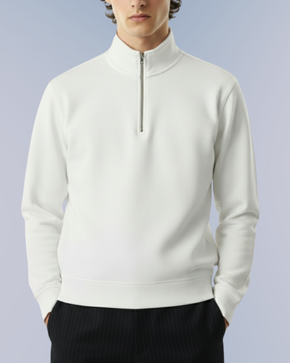 Quarter-Zip Mockneck – White