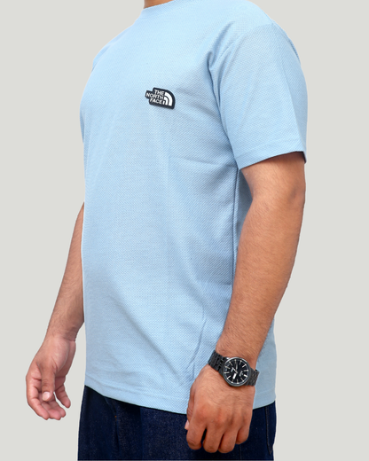 Classic Popcorn Knit Tee – Sky Blue