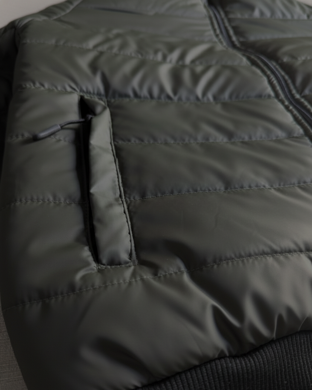 Stand Collar Puffer Jacket – Olive