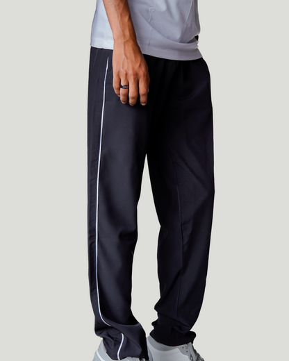 Unisex Straight Fit Piping Trouser – Black