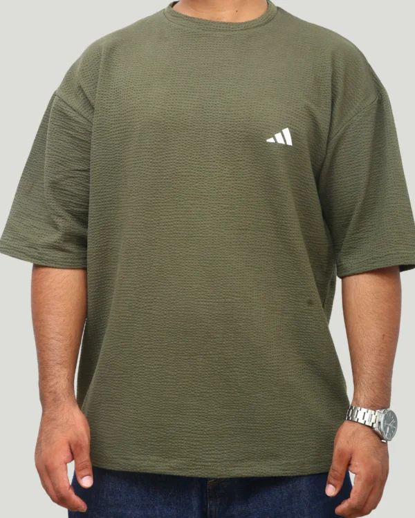 Oversize Waffle Knit Shirt – Olive Green